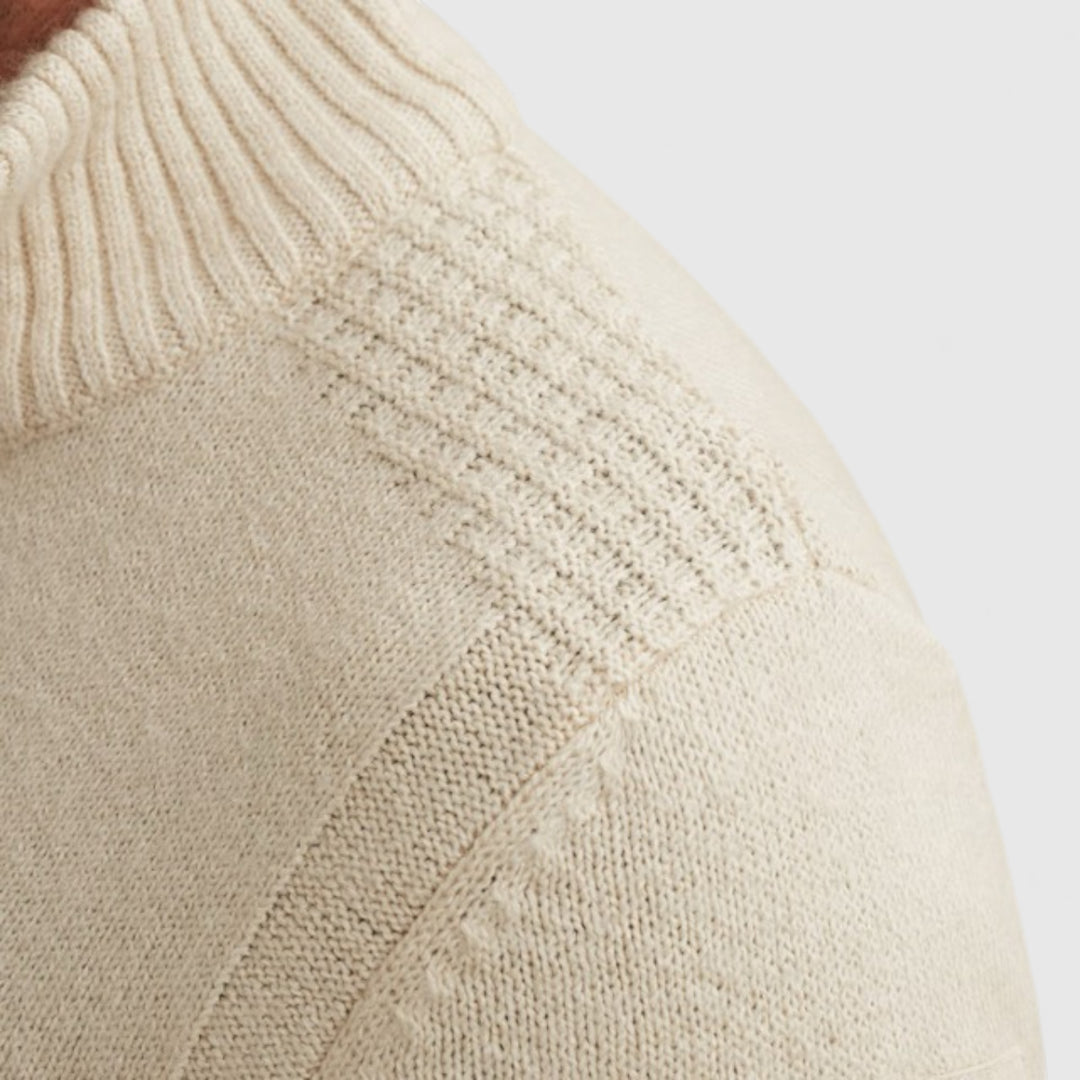 PKW2510314-910 PME Legend Knitwear Half Zip Collar Soft Blend Bone White Melee / Ecru