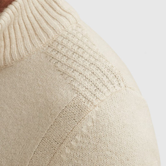 PKW2510314-910 PME Legend Knitwear Half Zip Collar Soft Blend Bone White Melee / Ecru