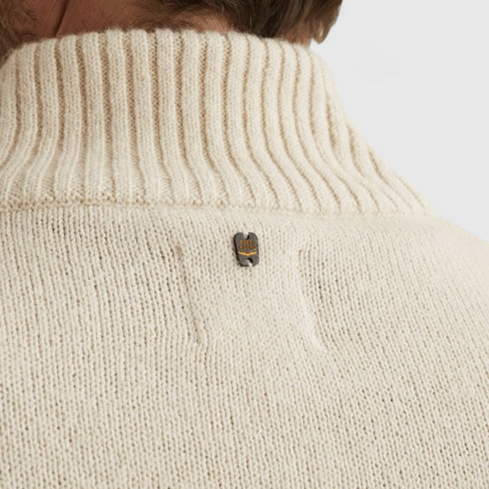 PKW2510314-910 PME Legend Knitwear Half Zip Collar Soft Blend Bone White Melee / Ecru
