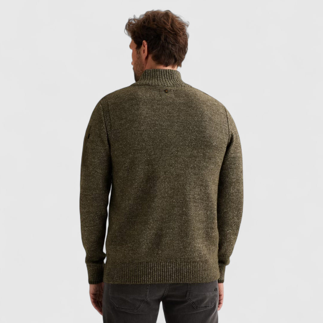 PKW2510314-940 PME Legend Knitwear Half Zip Collar Soft Blend Mid Grey Melee / Grijs