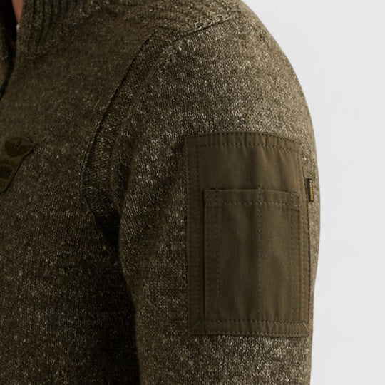 PKW2510314-940 PME Legend Knitwear Half Zip Collar Soft Blend Mid Grey Melee / Grijs