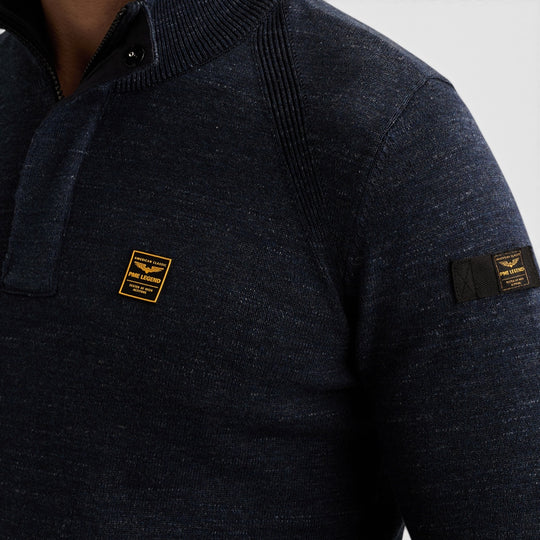 PKW2609302-5281 PME Legend Trui Half Zip met Raglanmouwen Salute / Blauw