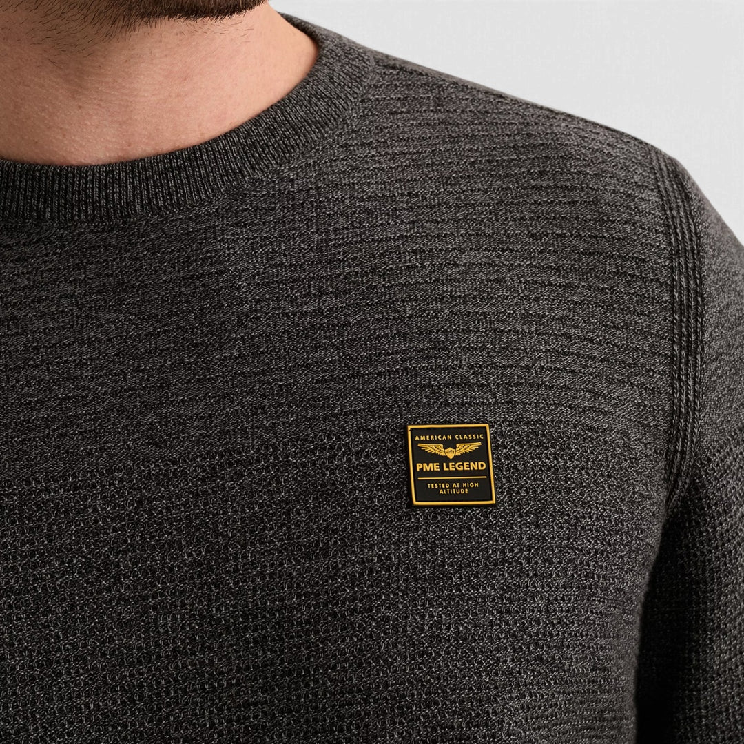 PKW2610300-9067 PME Legend Trui Cotton Mouliné Jet Black / Zwart