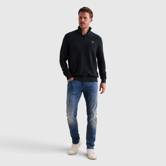 PKW2610301-5281 PME Legend Trui Half Zip Cotton Mouline Salute / Marineblauw