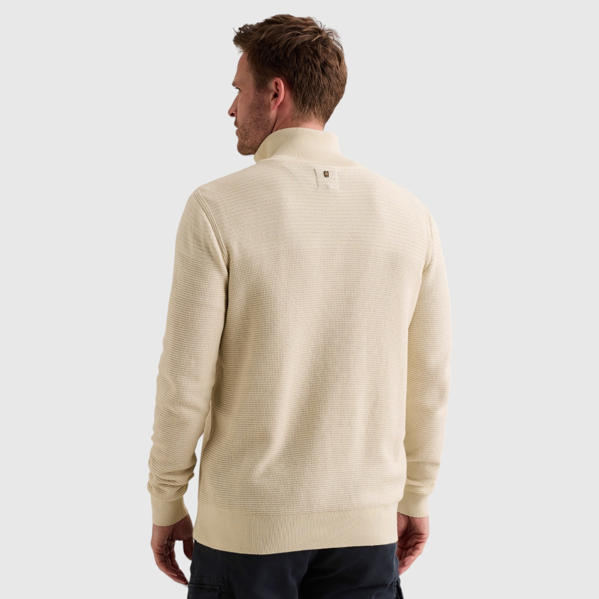 PKW2610301-7013 PME Legend Trui Half Zip Cotton Mouline Bone White / Gebroken wit