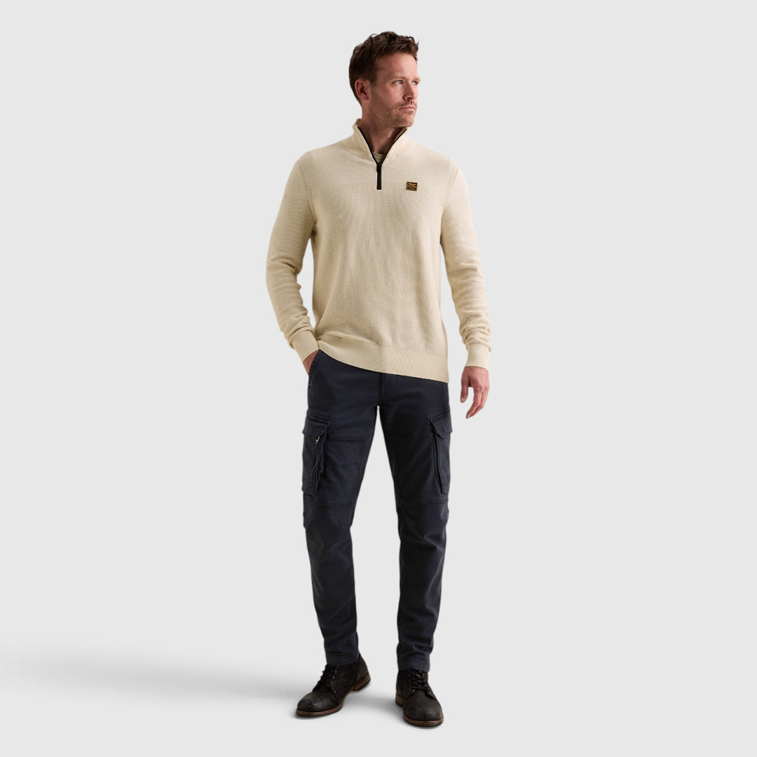 PKW2610301-7013 PME Legend Trui Half Zip Cotton Mouline Bone White / Gebroken wit