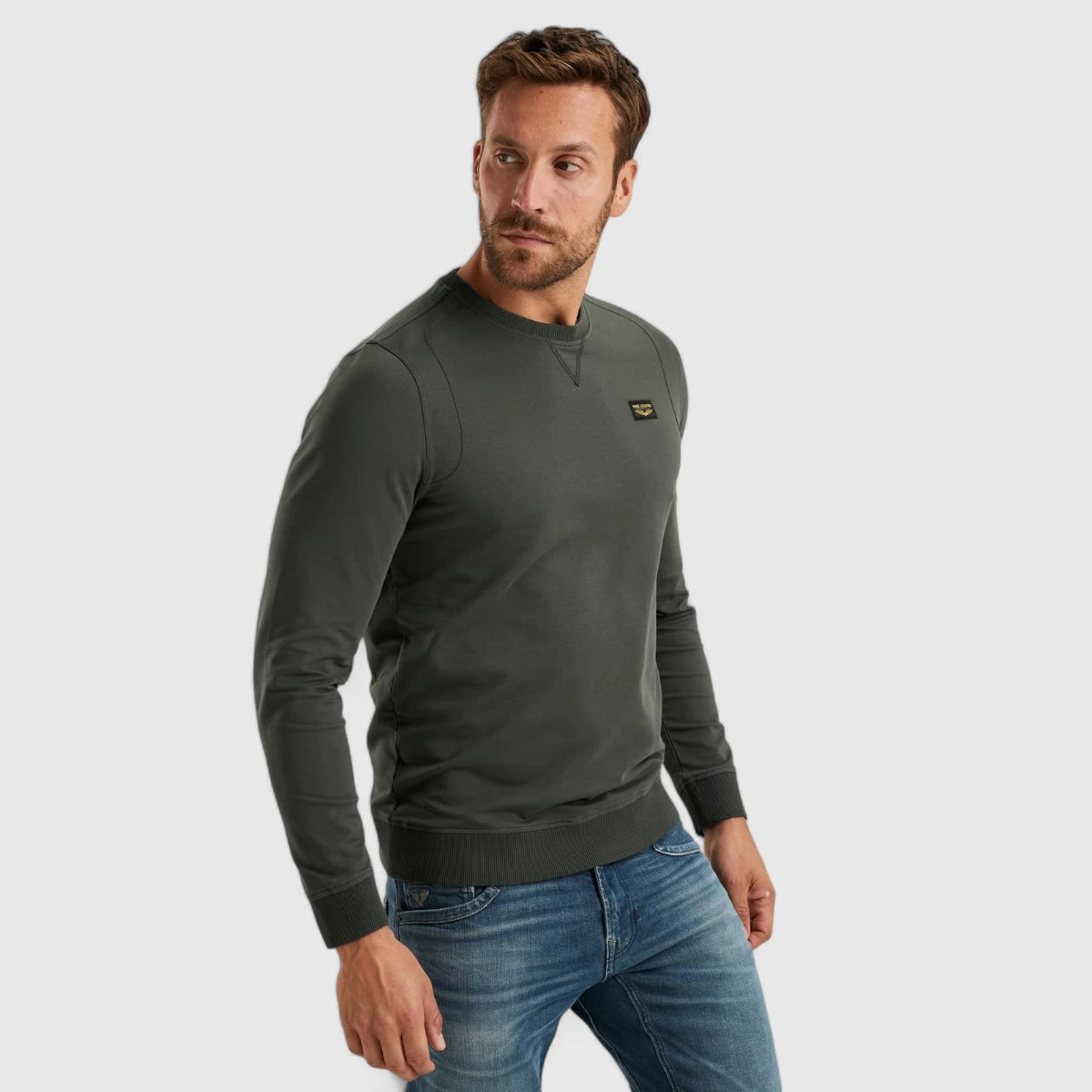 PLS0000431-8039 PME Legnd Round Neck Airstrip Sweat Beluga