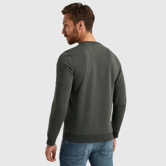 PLS0000431-8039 PME Legnd Round Neck Airstrip Sweat Beluga