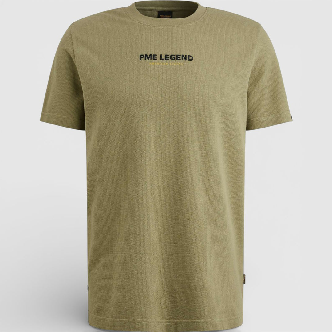 PTSS2508564-6379 PME Legend T-Shirt Van wafelstructuur Jersey Oil Green / Groen
