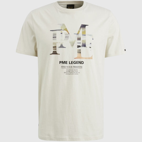 PTSS2502551-7013 PME Legend Short Sleeve Round Neck Single Jersey Digital Print Bone White