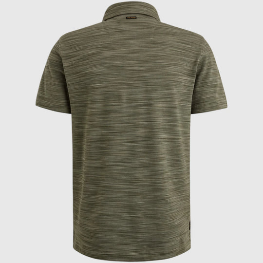 PPSS2504853-6149 PME Legend Polo Stripe Space Dyed Deep Lichen Green