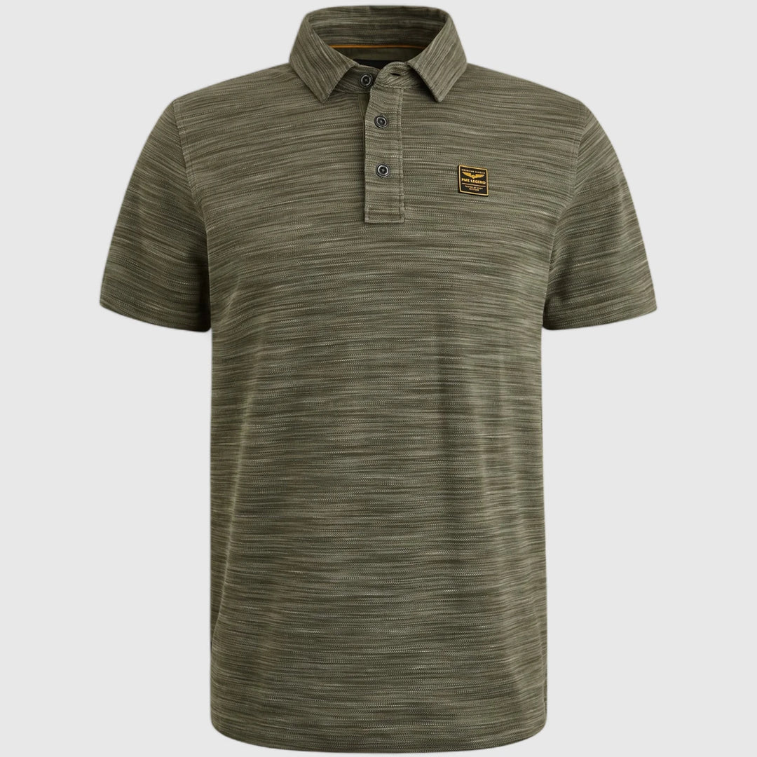 PPSS2504853-6149 PME Legend Polo Stripe Space Dyed Deep Lichen Green