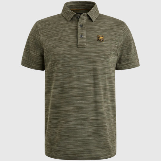 PPSS2504853-6149 PME Legend Polo Stripe Space Dyed Deep Lichen Green