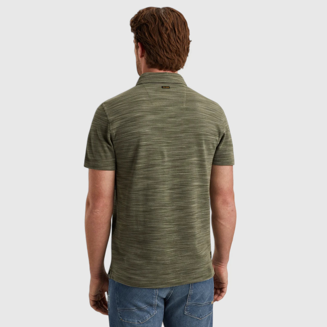 PPSS2504853-6149 PME Legend Polo Stripe Space Dyed Deep Lichen Green
