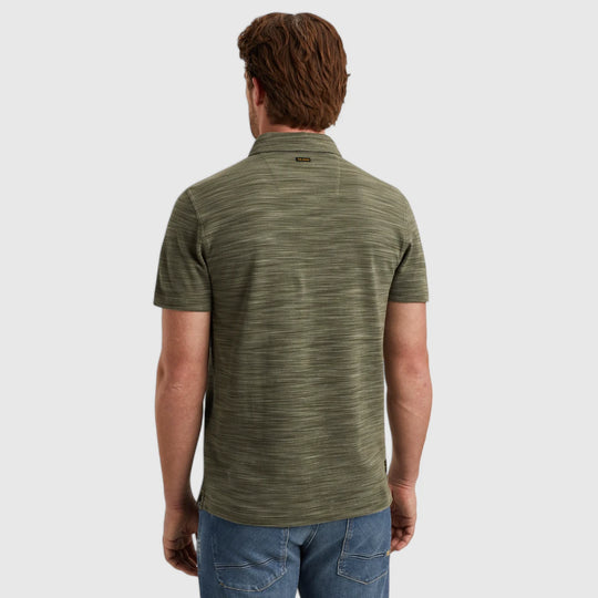 PPSS2504853-6149 PME Legend Polo Stripe Space Dyed Deep Lichen Green