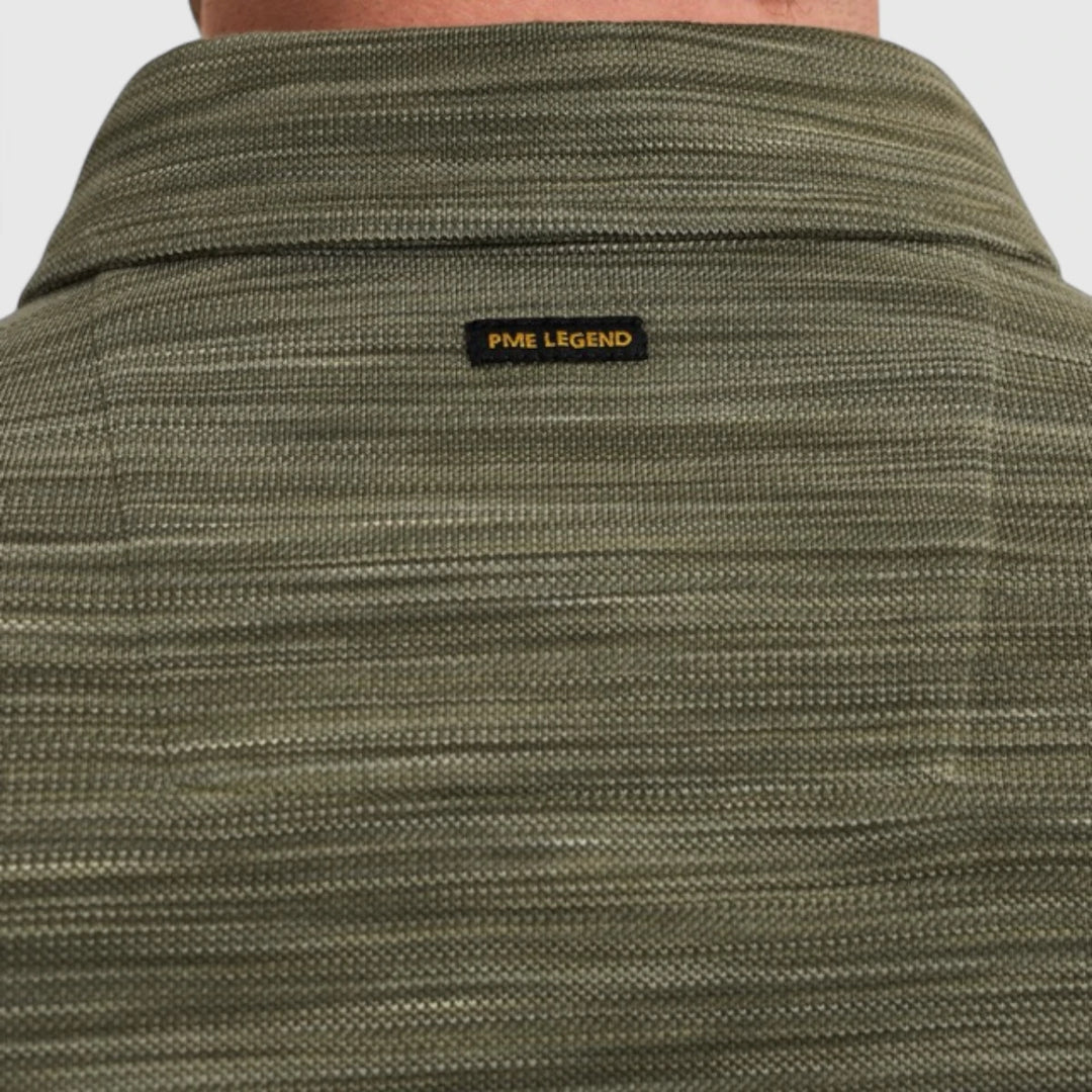 PPSS2504853-6149 PME Legend Polo Stripe Space Dyed Deep Lichen Green