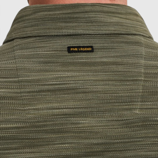 PPSS2504853-6149 PME Legend Polo Stripe Space Dyed Deep Lichen Green
