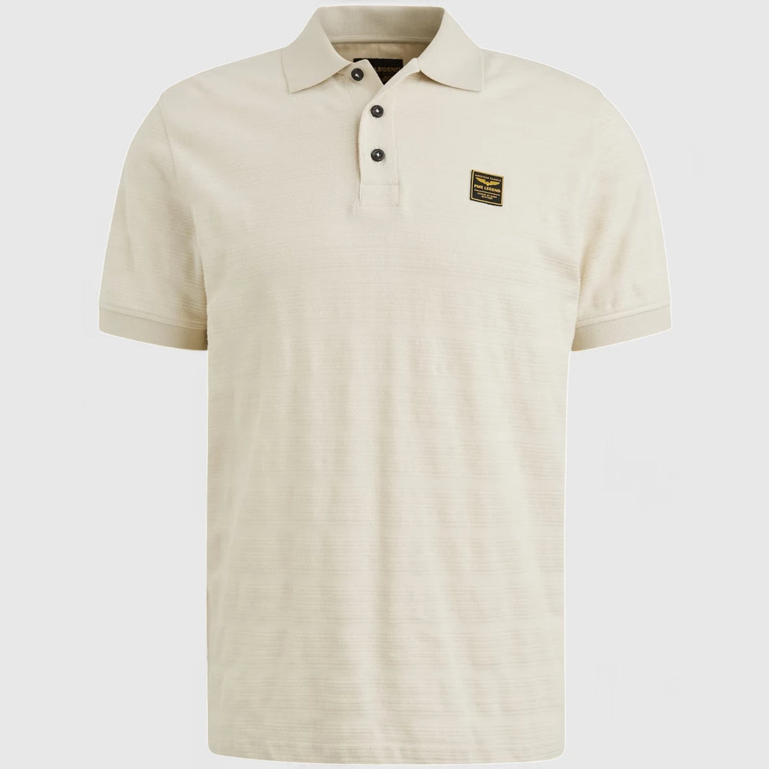 PPSS2504854-7013 PME Legend Polo Jacquard Jersey Stripe Bone White