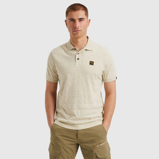 PPSS2504854-7013 PME Legend Polo Jacquard Jersey Stripe Bone White