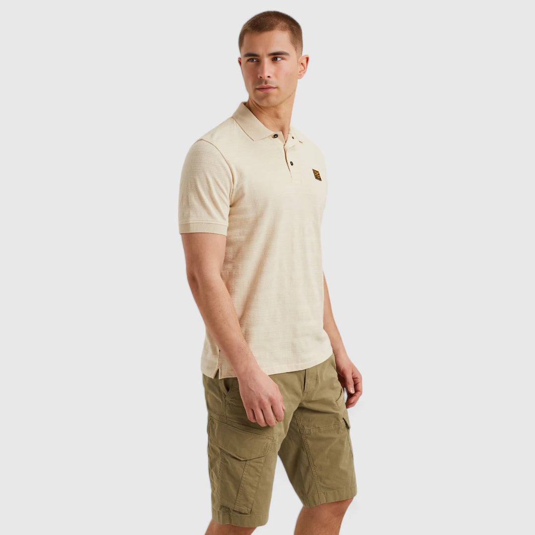 PPSS2504854-7013 PME Legend Polo Jacquard Jersey Stripe Bone White