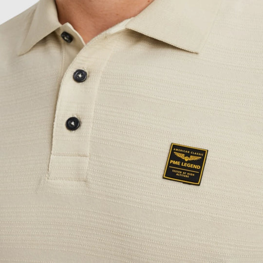 PPSS2504854-7013 PME Legend Polo Jacquard Jersey Stripe Bone White