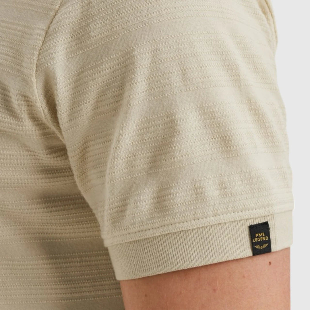 PPSS2504854-7013 PME Legend Polo Jacquard Jersey Stripe Bone White
