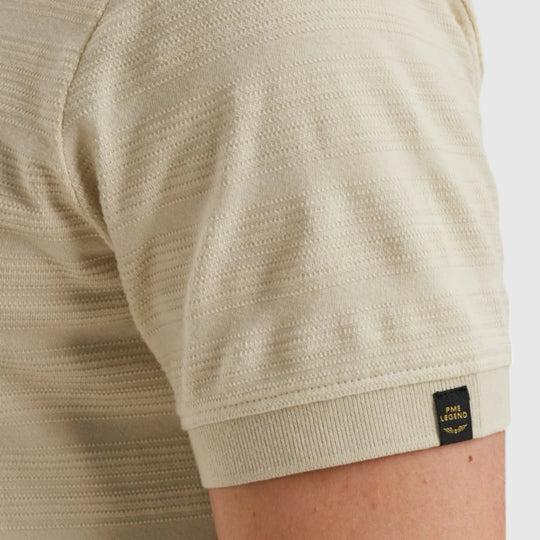 PPSS2504854-7013 PME Legend Polo Jacquard Jersey Stripe Bone White