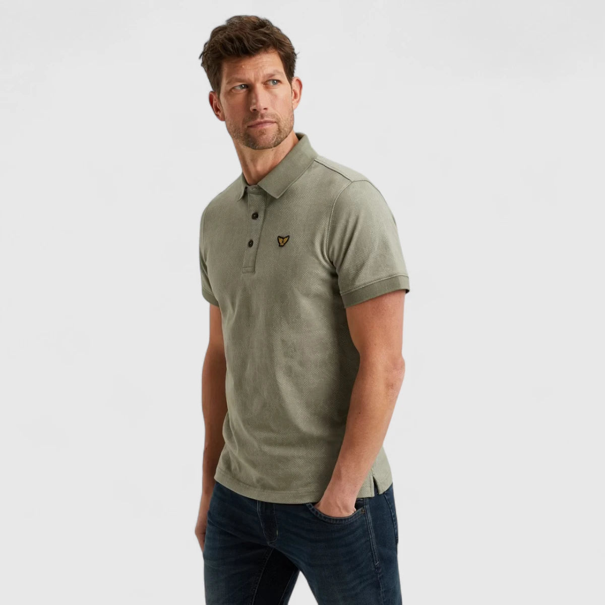 PPSS2505860-6170 PME Legend Polo Printed Fine Pique All Over Print Shadow