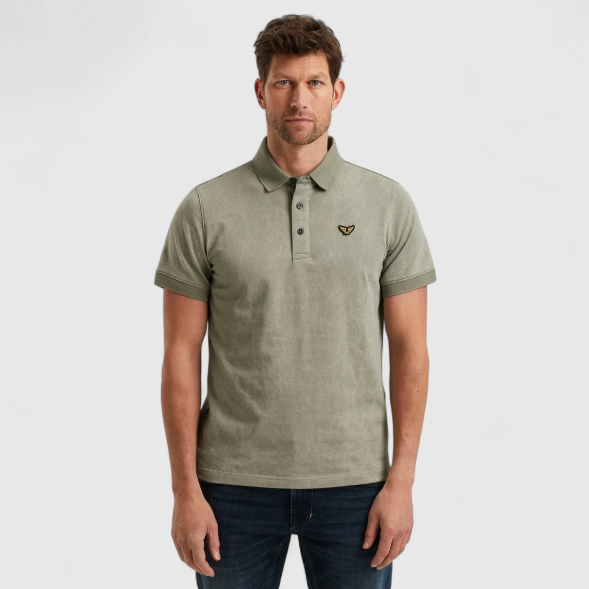 PPSS2505860-6170 PME Legend Polo Printed Fine Pique All Over Print Shadow