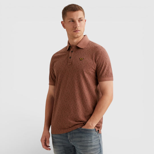 PME Legend Polo With Allover Print And Rib Collar