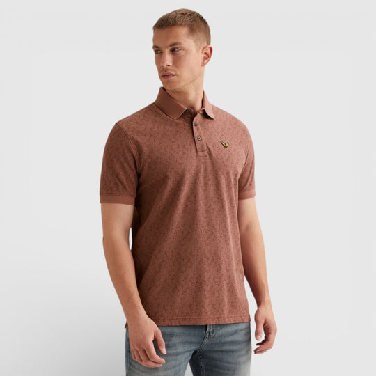 PME Legend Polo With Allover Print And Rib Collar