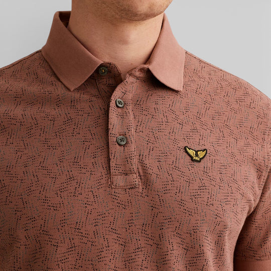 PME Legend Polo With Allover Print And Rib Collar
