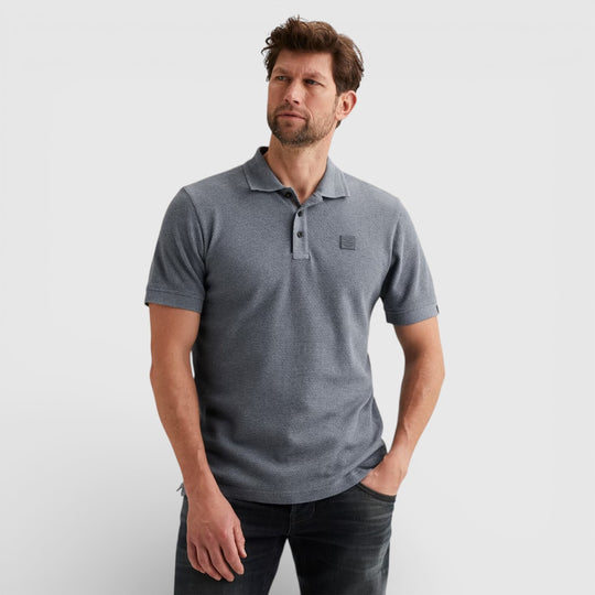 PPSS2602856-5106 PME Legend Polo Popcorn Jersey Folkstone Grey / Blauw Grijs