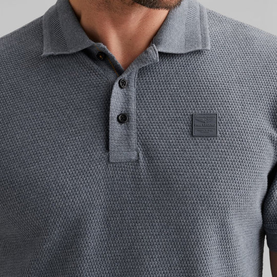PPSS2602856-5106 PME Legend Polo Popcorn Jersey Folkstone Grey / Blauw Grijs