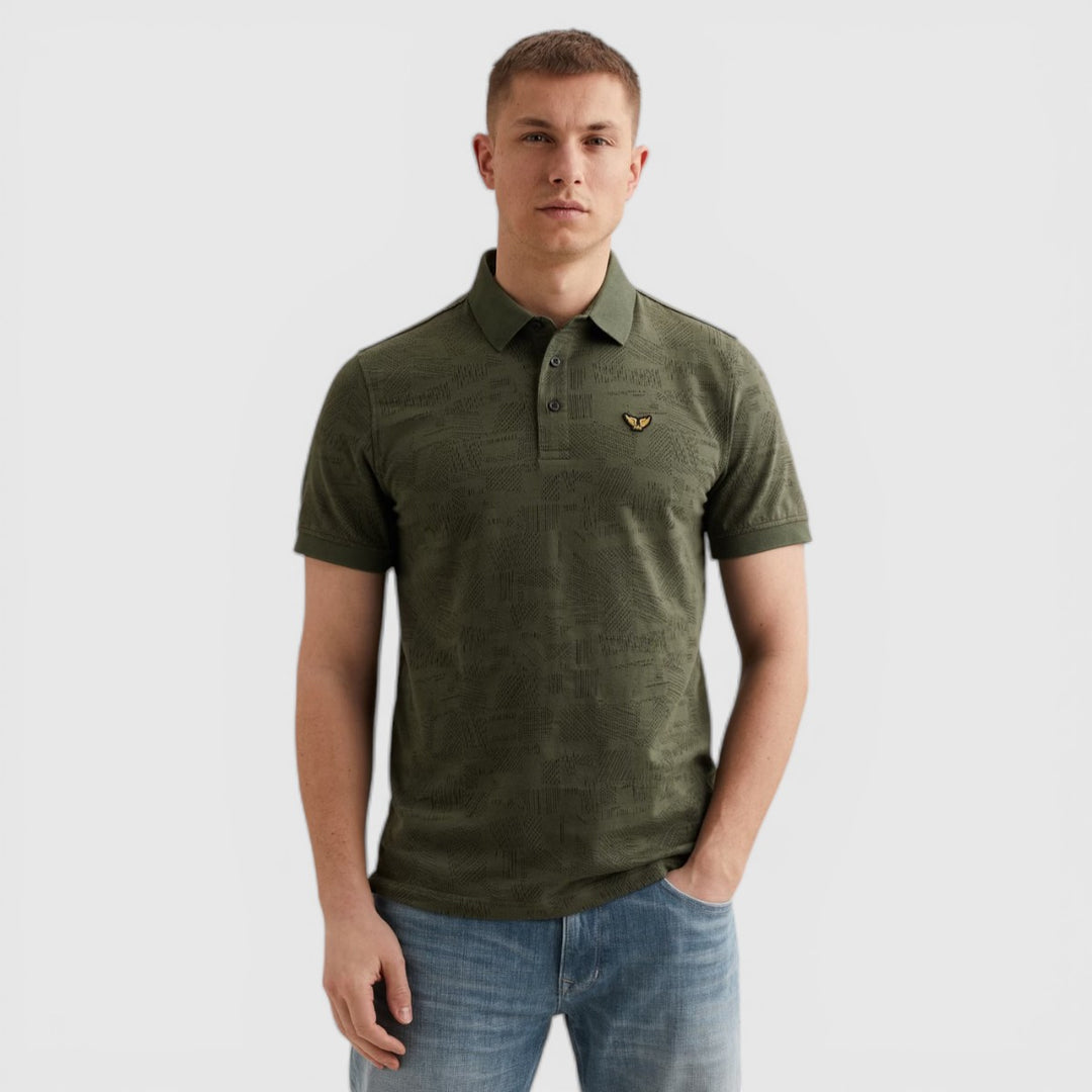 PPSS2603883-6150 PME Legend Polo Jacquard jersey Thyme / Groen