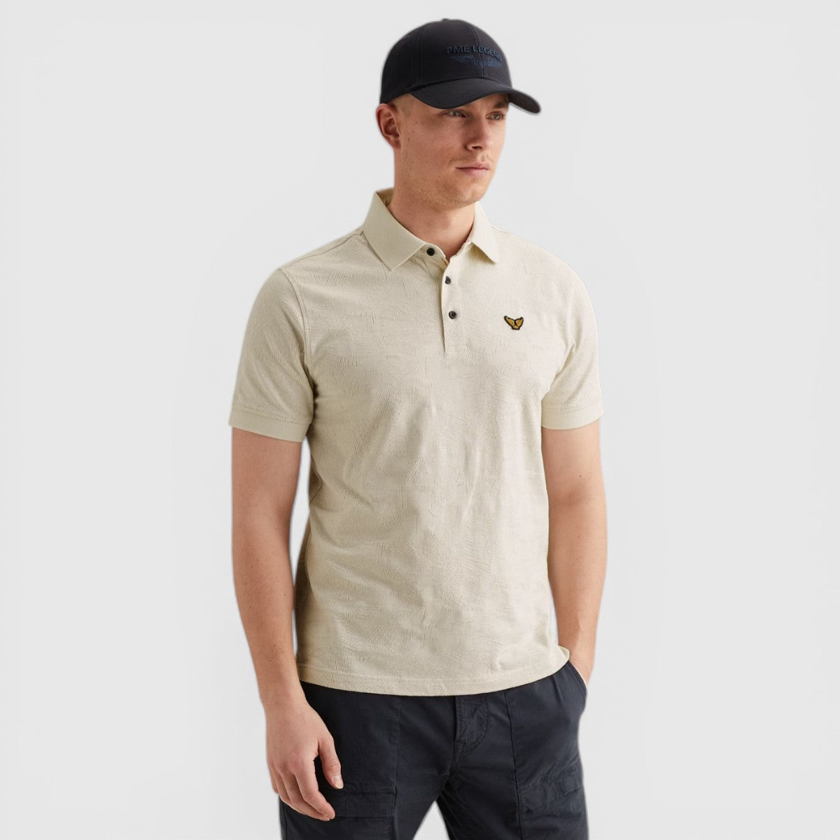 PPSS2603883-7013 PME Legend Polo Jacquard jersey Bone White / Beige