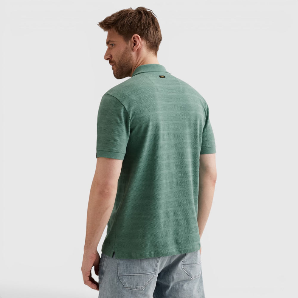 PPSS2604854-6053 PME Legend Polo Van Jersey Met Streeppatroon Deep Sea / Groen