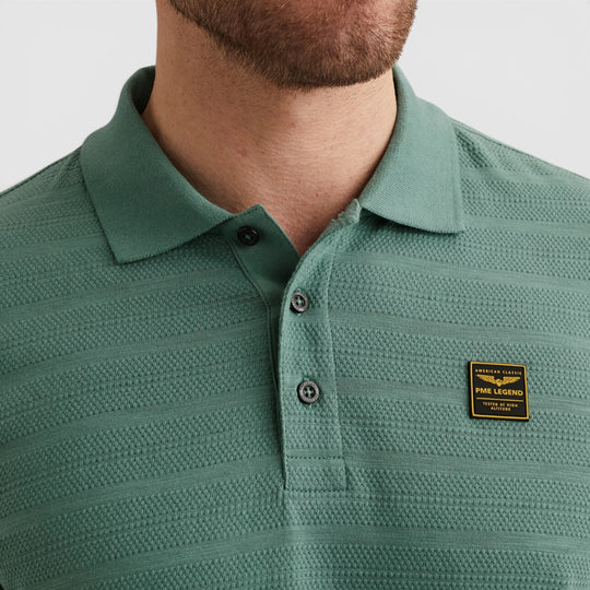 PPSS2604854-6053 PME Legend Polo Van Jersey Met Streeppatroon Deep Sea / Groen