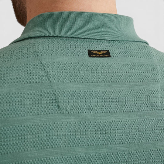 PPSS2604854-6053 PME Legend Polo Van Jersey Met Streeppatroon Deep Sea / Groen