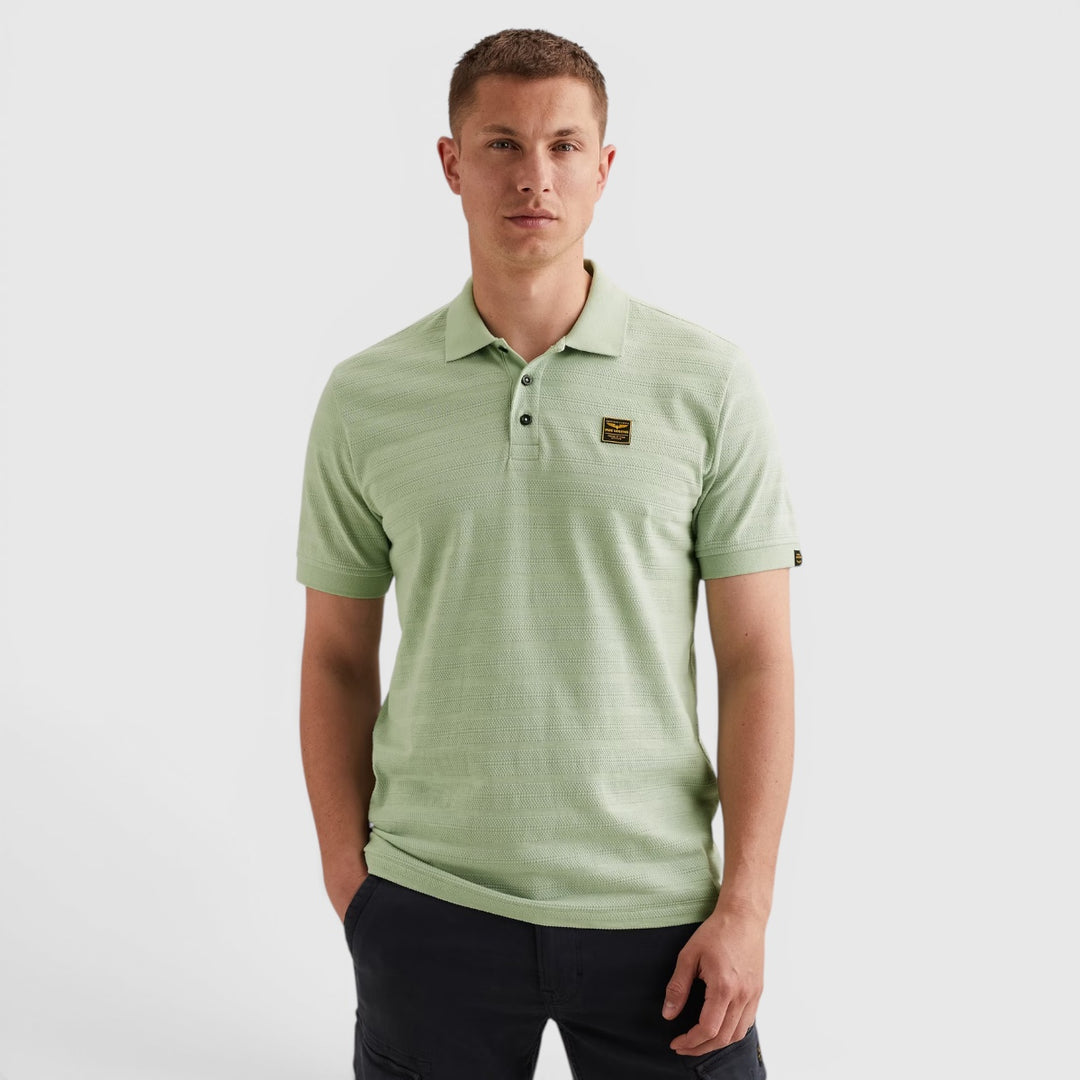 PPSS2604854-6168 PME Legend Polo Van Jersey Met Streeppatroon Cameo Green / Groen