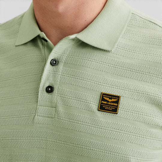 PPSS2604854-6168 PME Legend Polo Van Jersey Met Streeppatroon Cameo Green / Groen