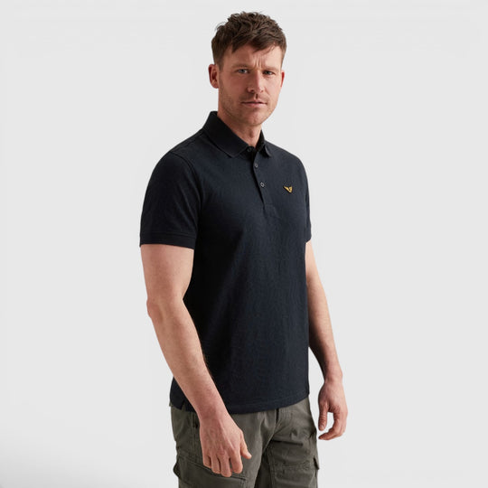 PPSS2605860-5282 PME Legend Polo Jersey Met Allover Jacquardpatroon Carbon / Donkerblauw