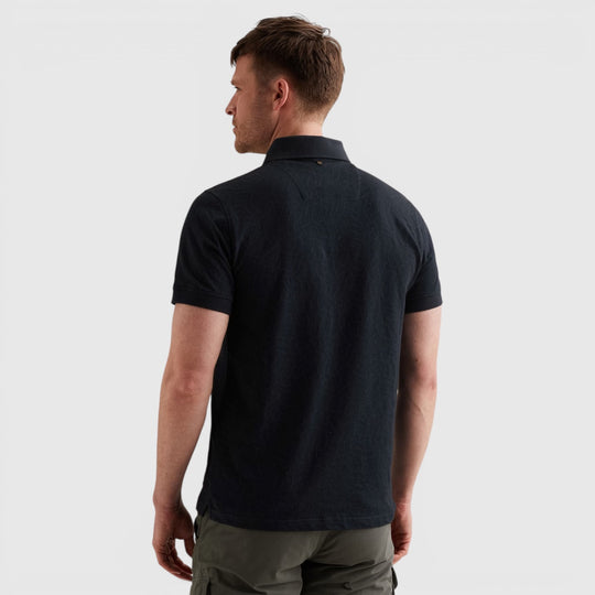PPSS2605860-5282 PME Legend Polo Jersey Met Allover Jacquardpatroon Carbon / Donkerblauw
