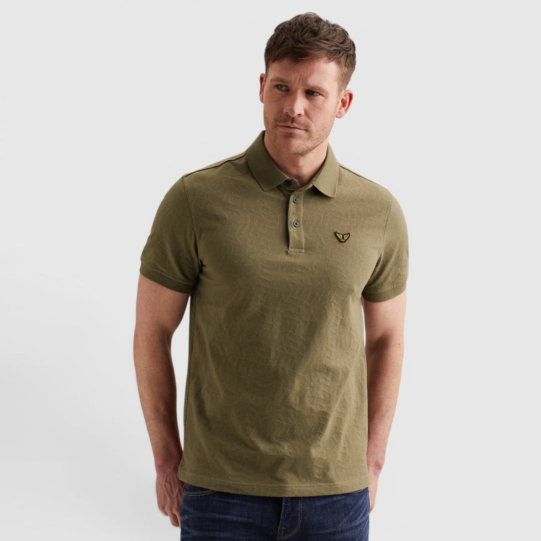 PPSS2605860-6389 PME Legend Polo Jersey Met Allover Jacquardpatroon Dusky Green / Groen