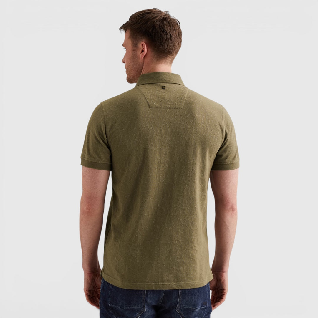 PPSS2605860-6389 PME Legend Polo Jersey Met Allover Jacquardpatroon Dusky Green / Groen