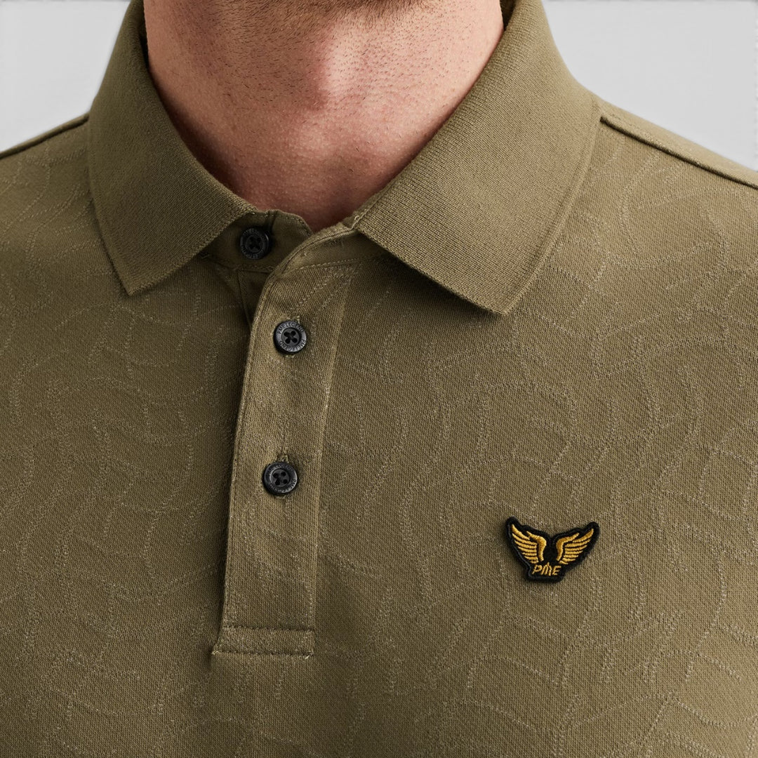 PPSS2605860-6389 PME Legend Polo Jersey Met Allover Jacquardpatroon Dusky Green / Groen