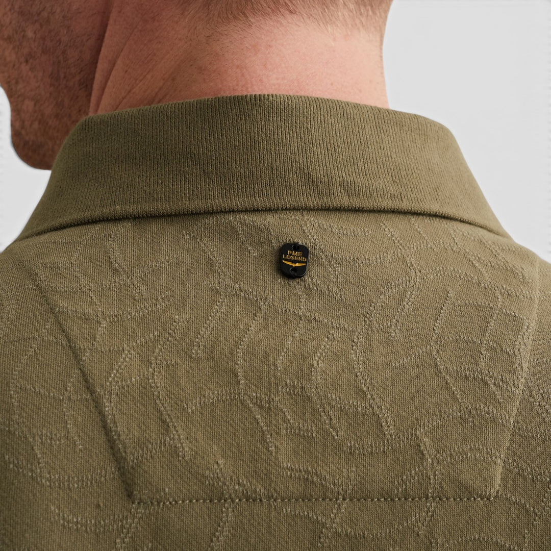 PPSS2605860-6389 PME Legend Polo Jersey Met Allover Jacquardpatroon Dusky Green / Groen
