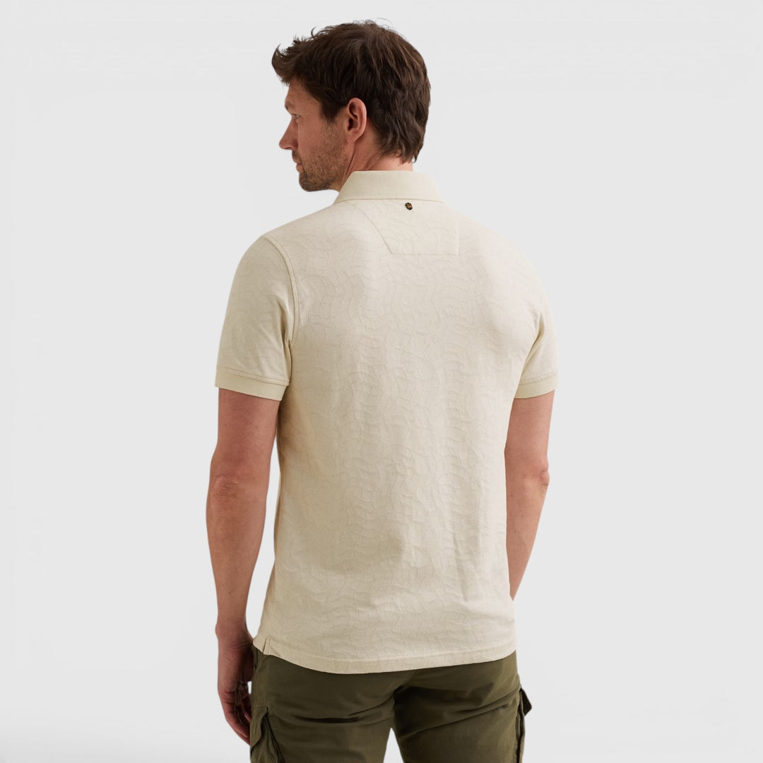 PPSS2605860-7001 PME Legend Polo Jersey Met Allover Jacquardpatroon Egret / Ecru