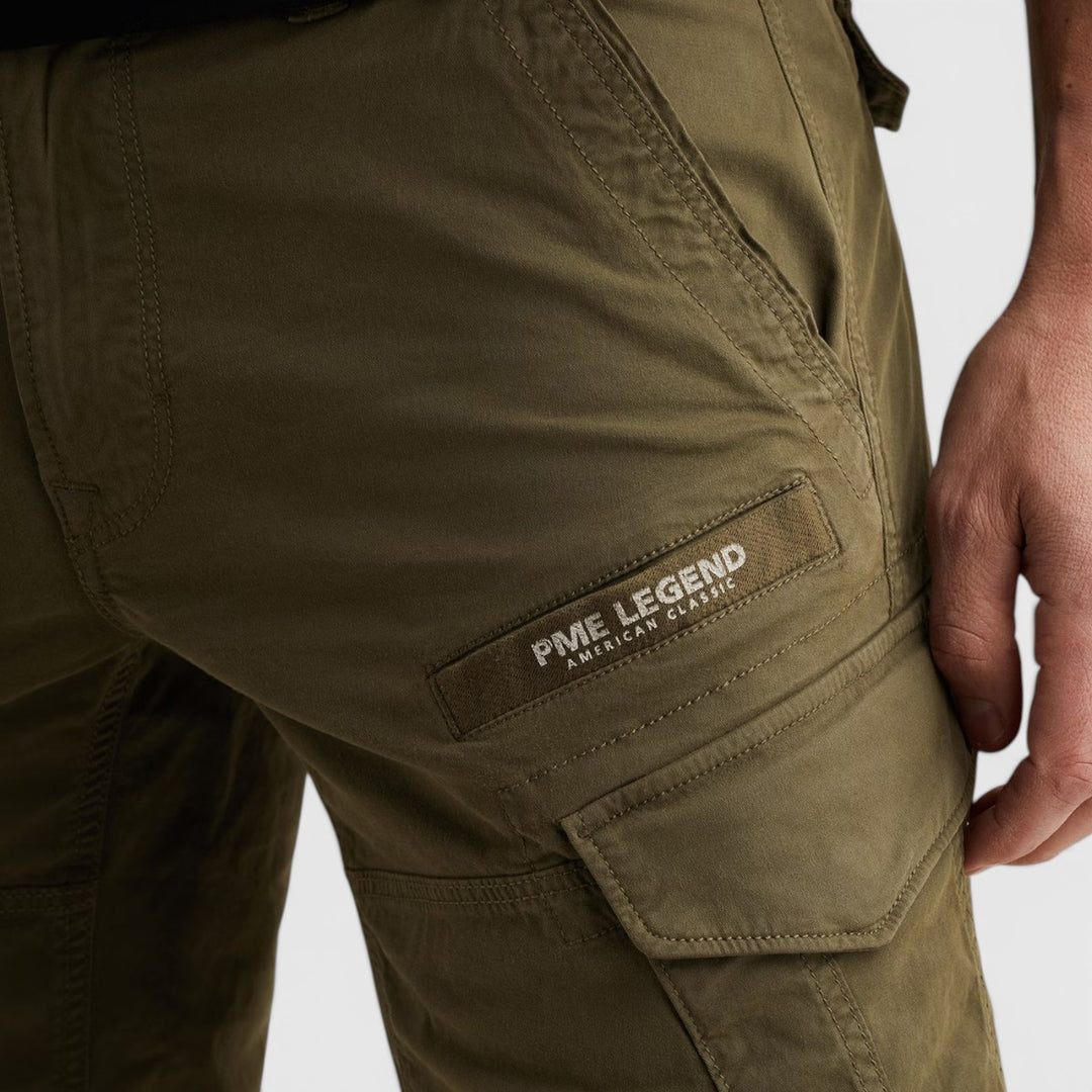 PSH2604661-6416 PME Legend Korte Broek Nordrop Cargo Stretch Twill Olive Night / Groen