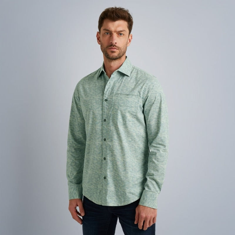 Pme Legend Long Sleeve Shirt Print On Poplin Stretch Overhemd